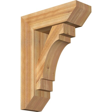 Ekena Millwork Merced Slat Rough Sawn Bracket w/ Offset Brace, Western Red Cedar, 8"W x 24"D x 32"H BKT0806X24X32MRC06RWR